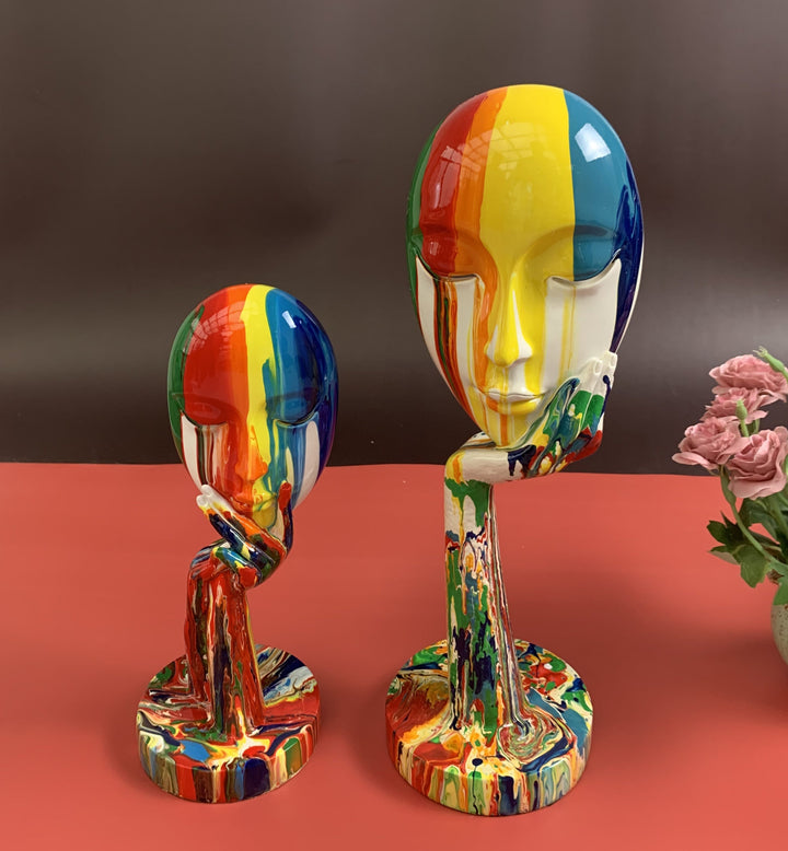 Handcrafted Abstract Face Sculptures in High-Grade Resin – Unique Decorative Art Pieces for Home, 11.8 x 4.3 and 15.4 x 4.9 Inches 5