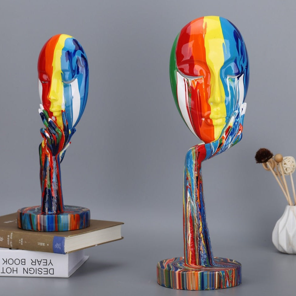 Handcrafted Abstract Face Sculptures in High-Grade Resin – Unique Decorative Art Pieces for Home, 11.8 x 4.3 and 15.4 x 4.9 Inches 6