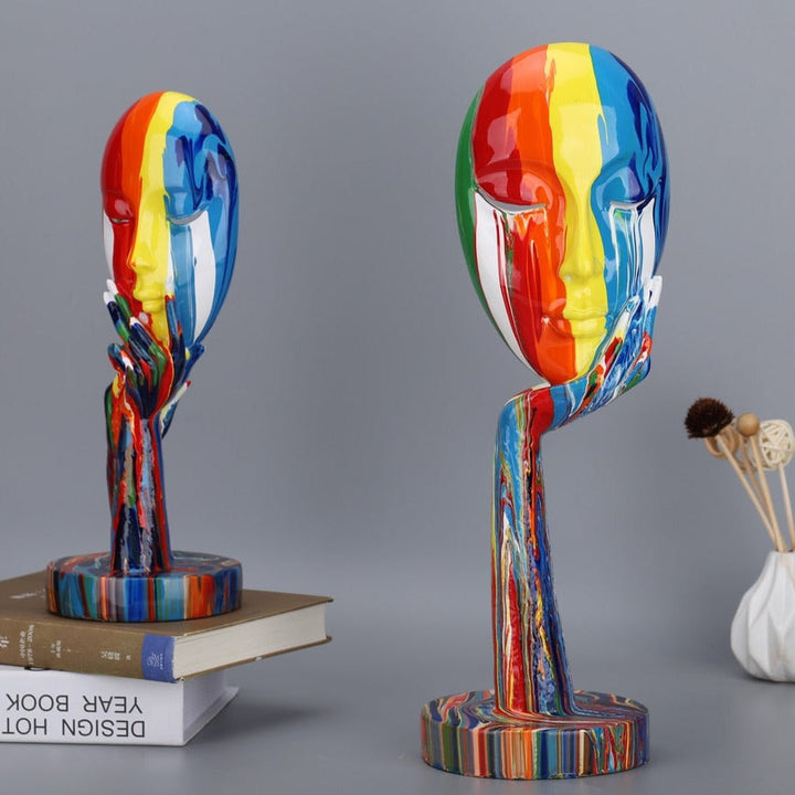 Handcrafted Abstract Face Sculptures in High-Grade Resin – Unique Decorative Art Pieces for Home, 11.8 x 4.3 and 15.4 x 4.9 Inches 6
