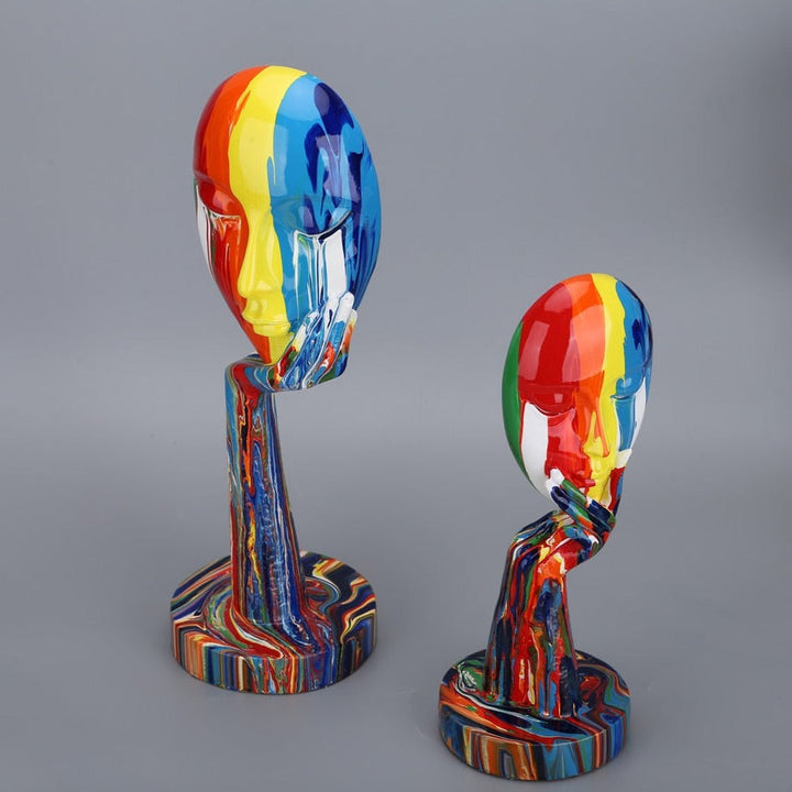 Handcrafted Abstract Face Sculptures in High-Grade Resin – Unique Decorative Art Pieces for Home, 11.8 x 4.3 and 15.4 x 4.9 Inches 7