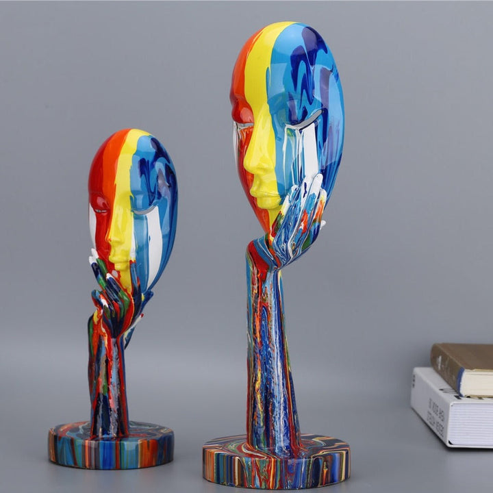 Handcrafted Abstract Face Sculptures in High-Grade Resin – Unique Decorative Art Pieces for Home, 11.8 x 4.3 and 15.4 x 4.9 Inches 8