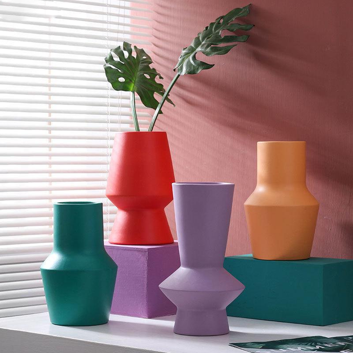 Handcrafted Bright Color Ceramic Flower Vase - Elegant Home Decor 1