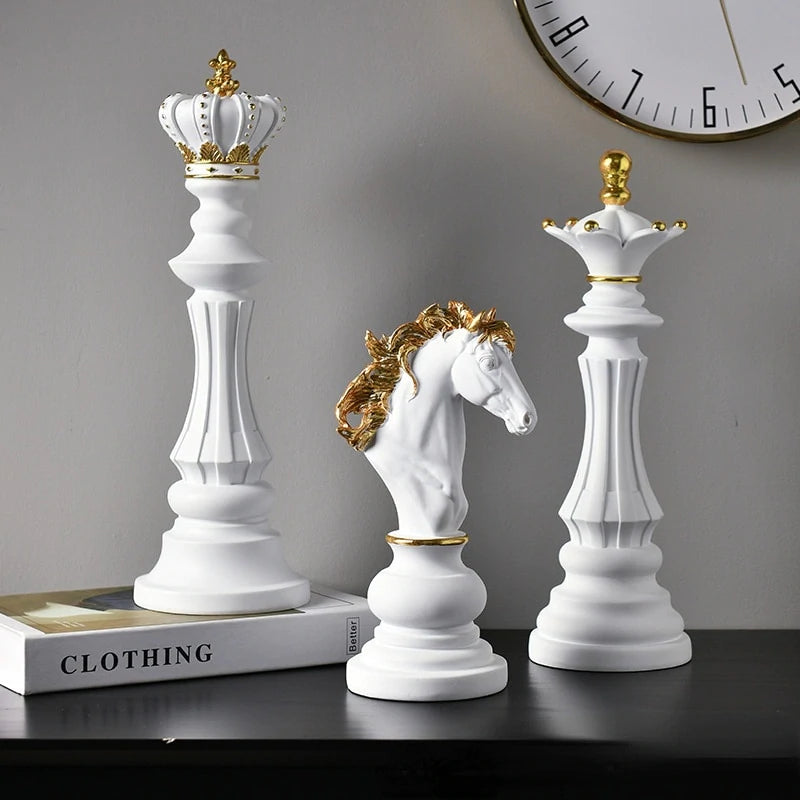 Handcrafted Resin Chess Statue Collection – King, Queen, Knight in Various Sizes for Elegant Home Decor 2
