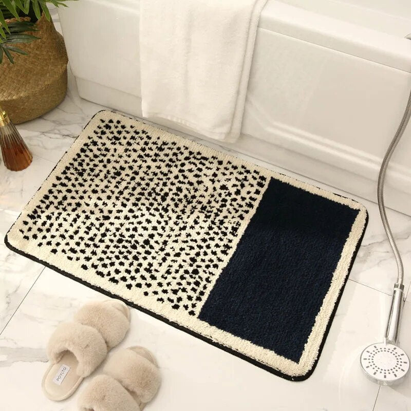 Handmade Abstract Bath Mat – Non-Slip Bathroom Rug in Luxurious Polyester and Acrylic for Modern Decor 1