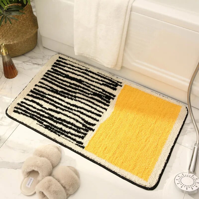 Handmade Abstract Bath Mat – Non-Slip Bathroom Rug in Luxurious Polyester and Acrylic for Modern Decor 3