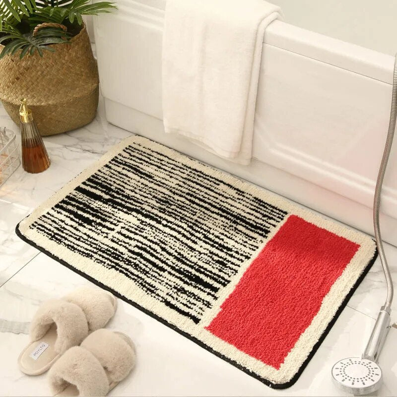 Handmade Abstract Bath Mat – Non-Slip Bathroom Rug in Luxurious Polyester and Acrylic for Modern Decor 4