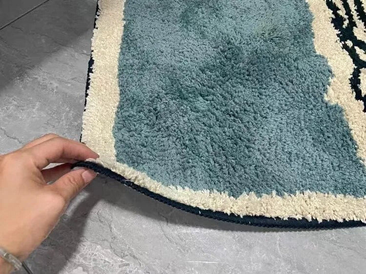 Handmade Abstract Bath Mat – Non-Slip Bathroom Rug in Luxurious Polyester and Acrylic for Modern Decor 6