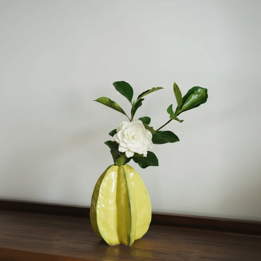 Handmade Ceramic Flower Vase in Unique Star Fruit Shape – Artistic Home Decor 0