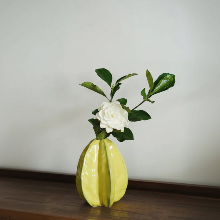 Handmade Ceramic Flower Vase in Unique Star Fruit Shape – Artistic Home Decor 0