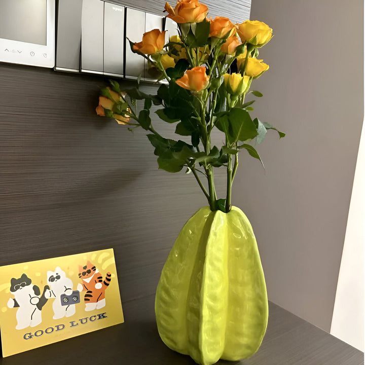 Handmade Ceramic Flower Vase in Unique Star Fruit Shape – Artistic Home Decor 3