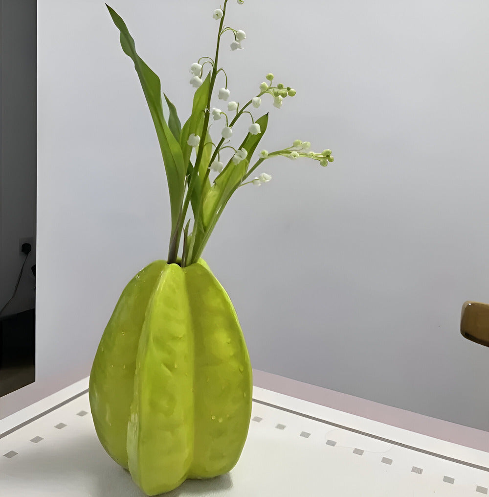 Handmade Ceramic Flower Vase in Unique Star Fruit Shape – Artistic Home Decor 5