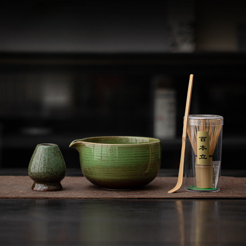 Handmade Ceramic Matcha Set – 4-Piece Matcha Tea Set with Bamboo Whisk, Bowl, Spoon & Whisk Holder for Authentic Japanese Ceremony 1
