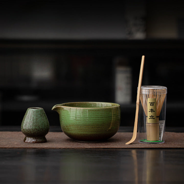 Handmade Ceramic Matcha Set – 4-Piece Matcha Tea Set with Bamboo Whisk, Bowl, Spoon & Whisk Holder for Authentic Japanese Ceremony 1