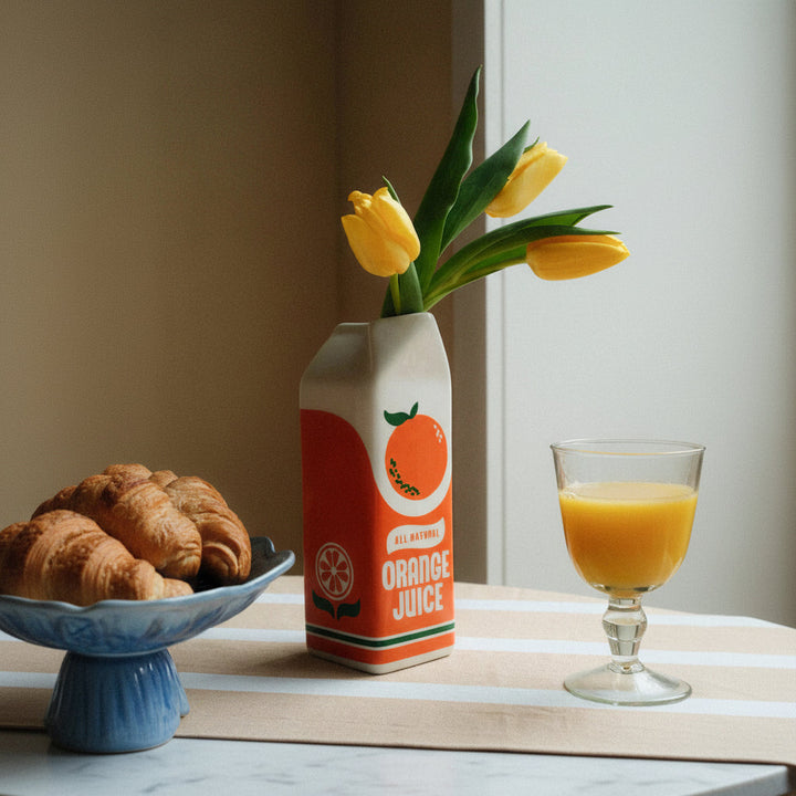 Handmade Ceramic Vase with Iconic Orange Juice Design – 22 cm Decorative Piece 0