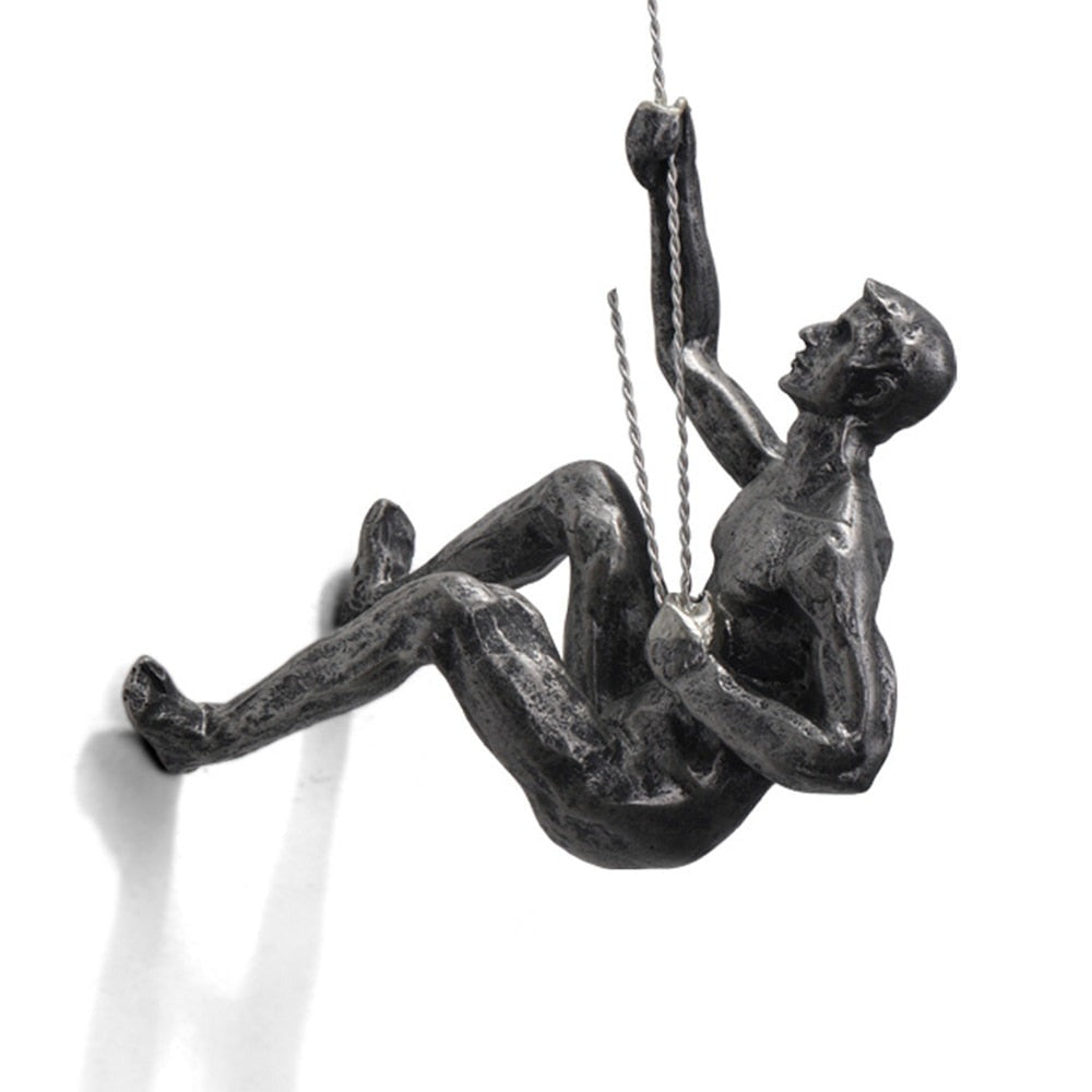 Handmade Climbing Sculpture Wall Art – Unique Natural Brown Synthetic Resin Figure for Interior Wall Decor 10