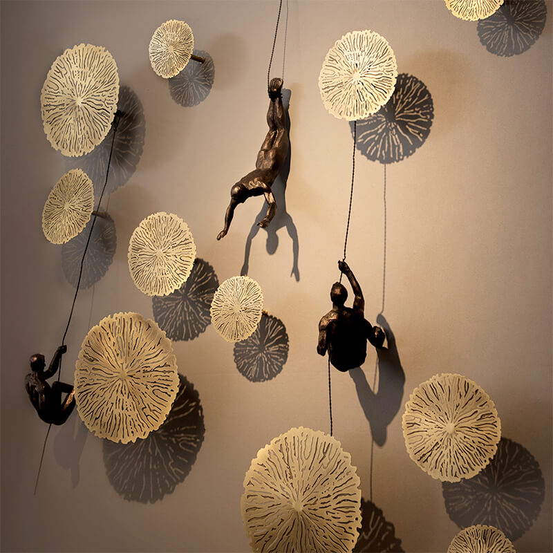 Handmade Climbing Sculpture Wall Art – Unique Natural Brown Synthetic Resin Figure for Interior Wall Decor 4