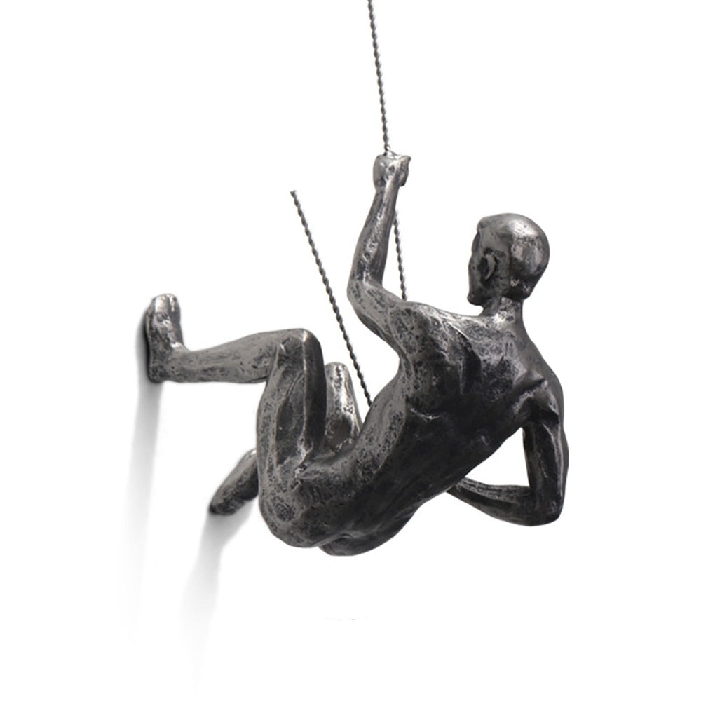 Handmade Climbing Sculpture Wall Art – Unique Natural Brown Synthetic Resin Figure for Interior Wall Decor 9