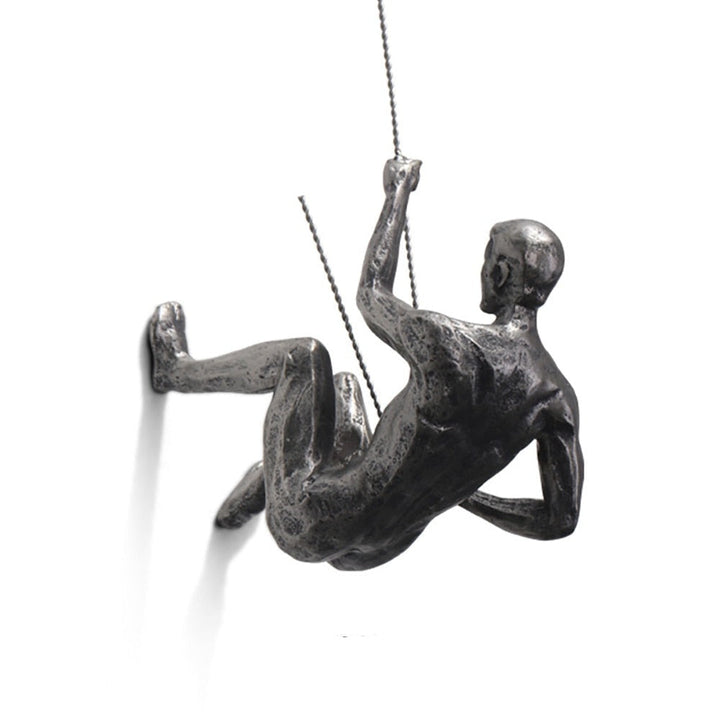Handmade Climbing Sculpture Wall Art – Unique Natural Brown Synthetic Resin Figure for Interior Wall Decor 9