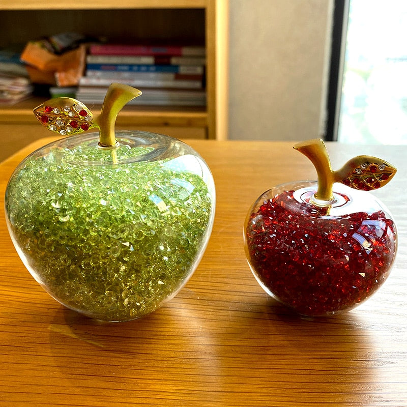 Handmade Crystal Apple Figurine – Elegant Decorative Glass Sculpture for Home and Office, Small 2.4 & Large 3.1 Sizes 1