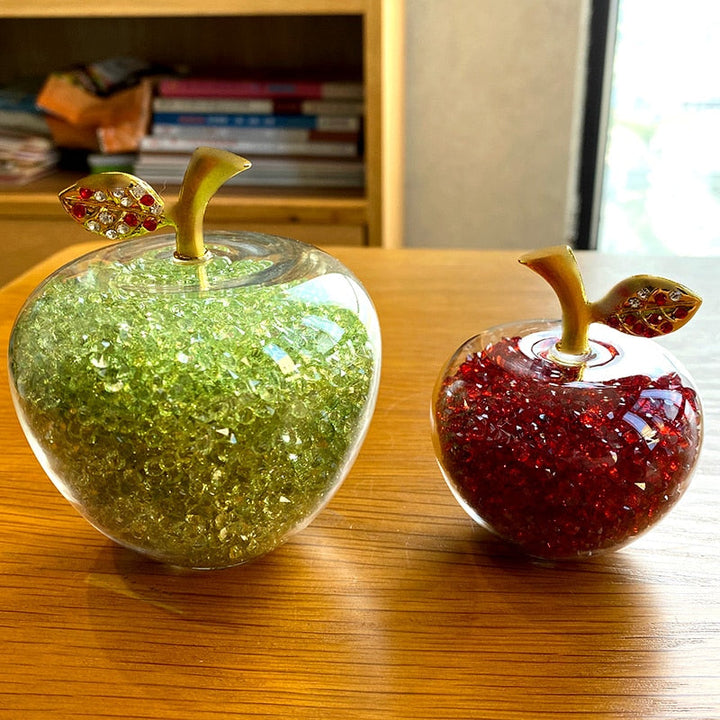 Handmade Crystal Apple Figurine – Elegant Decorative Glass Sculpture for Home and Office, Small 2.4 & Large 3.1 Sizes 1