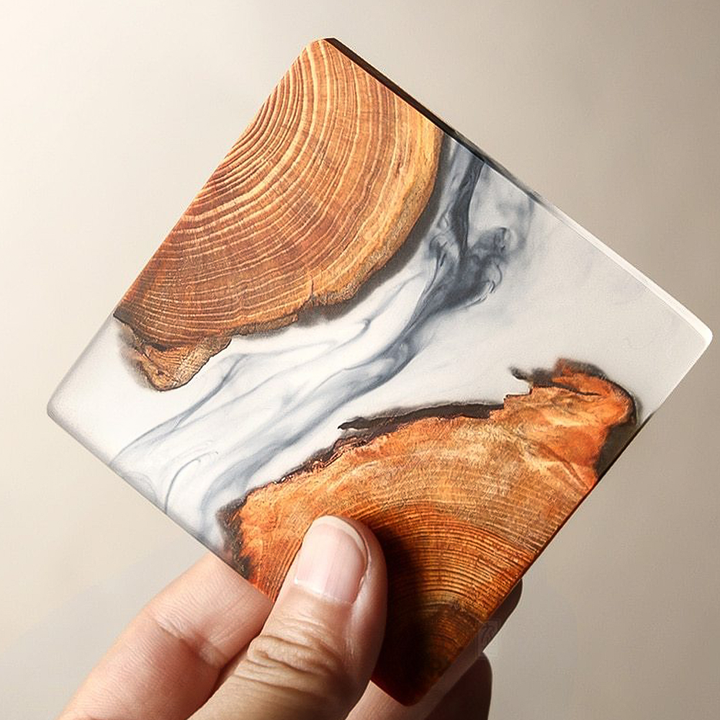 Handmade Custom Coasters for Drinks – Unique Pine Wood and Resin Design, Nature-Inspired Home Decor 0