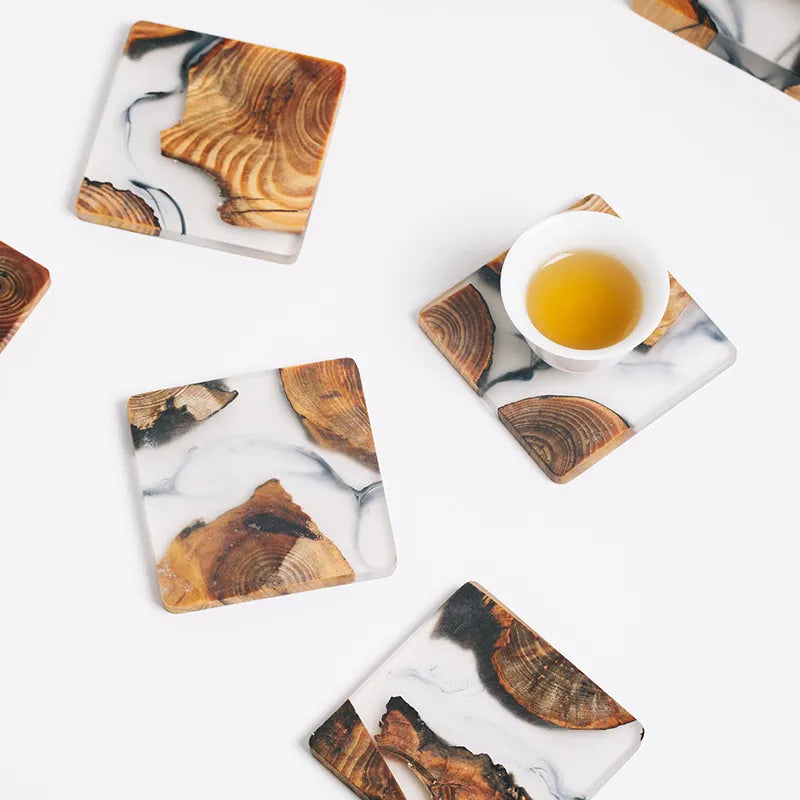 Handmade Custom Coasters for Drinks – Unique Pine Wood and Resin Design, Nature-Inspired Home Decor 7