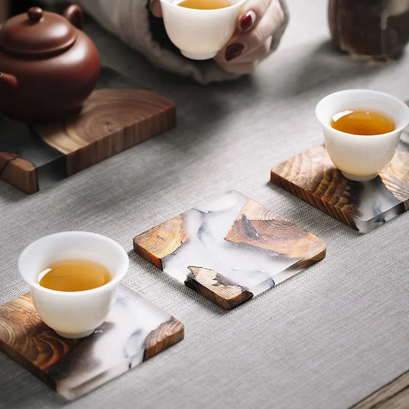 Handmade Custom Coasters for Drinks – Unique Pine Wood and Resin Design, Nature-Inspired Home Decor 8