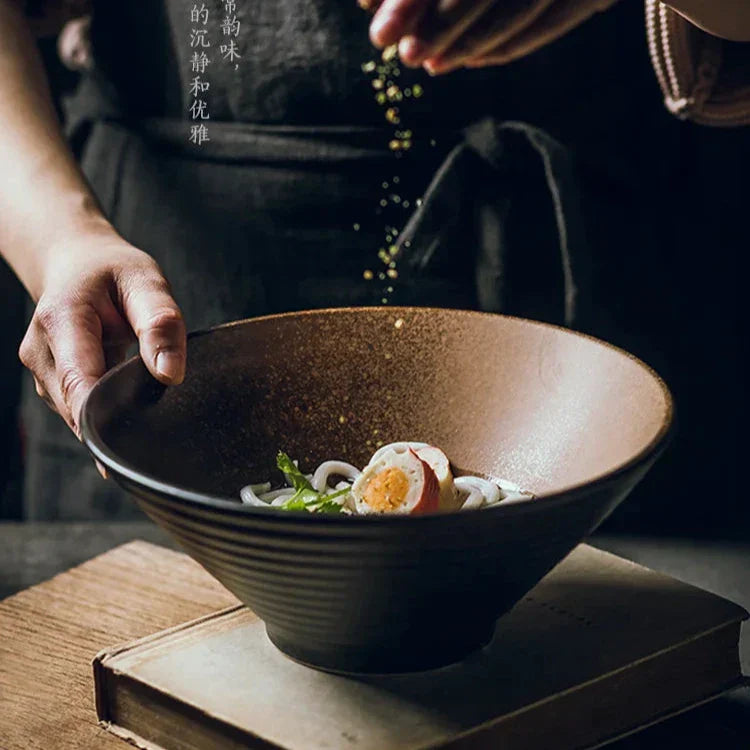 Handmade Japanese Ceramic Ramen Bowl – 18 cm, Durable, Microwave & Dishwasher Safe for Elegant Dining 0