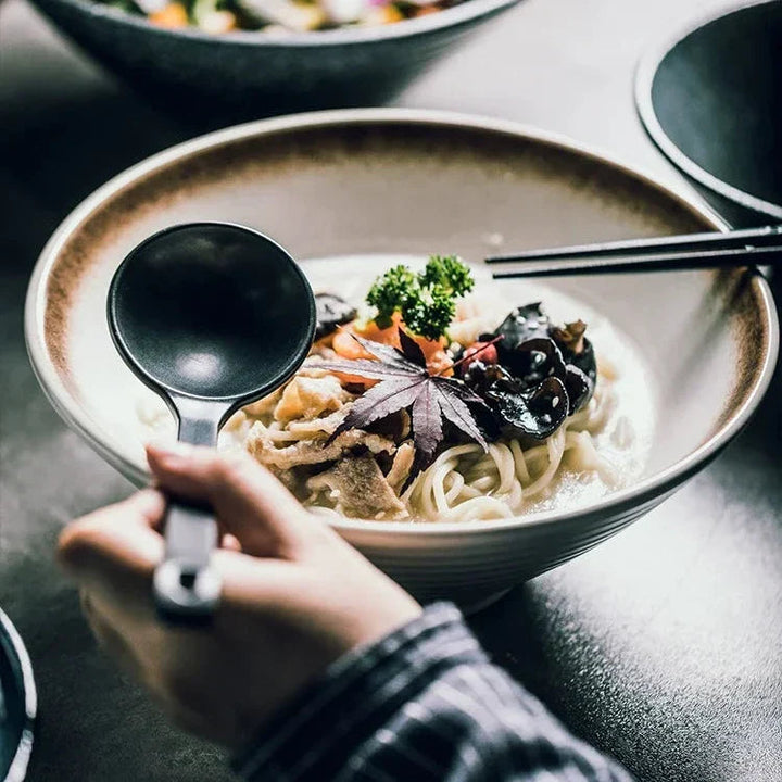 Handmade Japanese Ceramic Ramen Bowl – 18 cm, Durable, Microwave & Dishwasher Safe for Elegant Dining 4