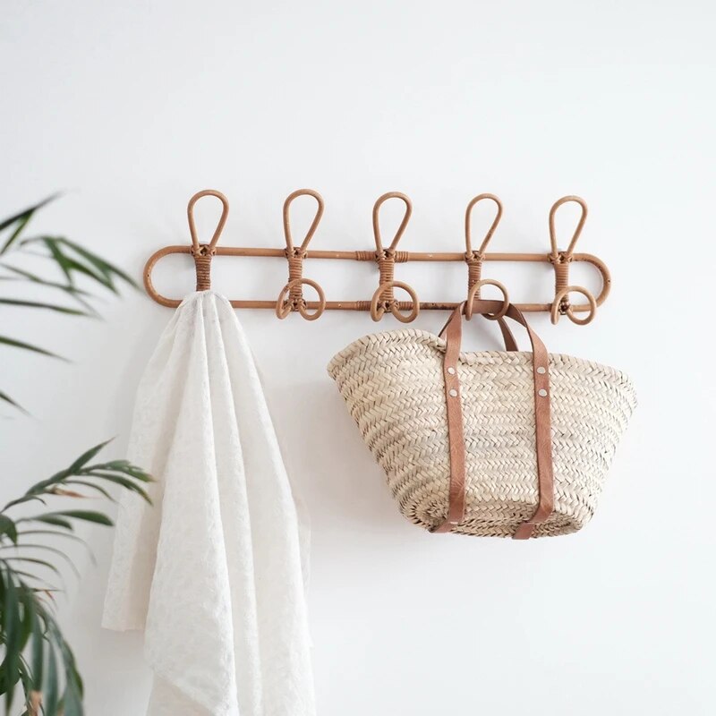 Handmade Rattan Wall Hooks – Organic Coat Rack for Rustic Home Decor 1