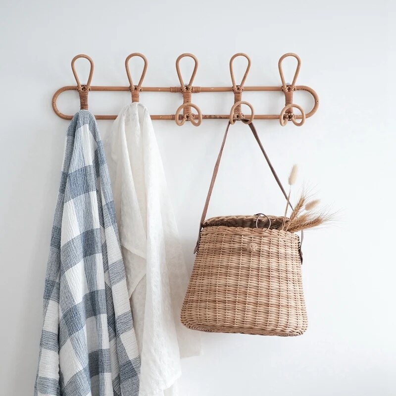 Handmade Rattan Wall Hooks – Organic Coat Rack for Rustic Home Decor 2