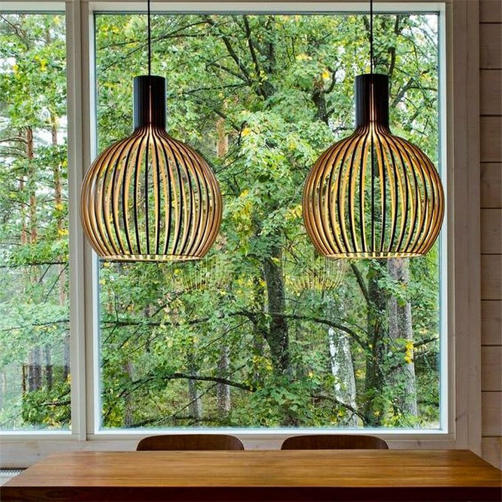 Handmade Wooden Hanging Lamp – Unique Rustic Pendant Light for Cozy Ambiance in Dining Room, Living Room, Hallway 2