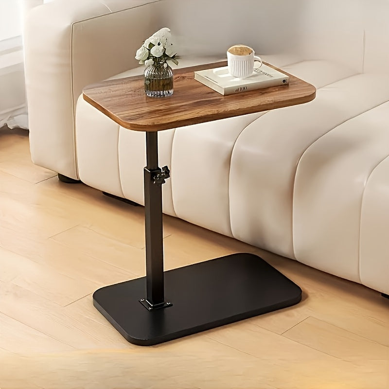 Height-Adjustable Side Table with Wooden Top and Metal Frame – Versatile Design for Living Room and Bedroom 2