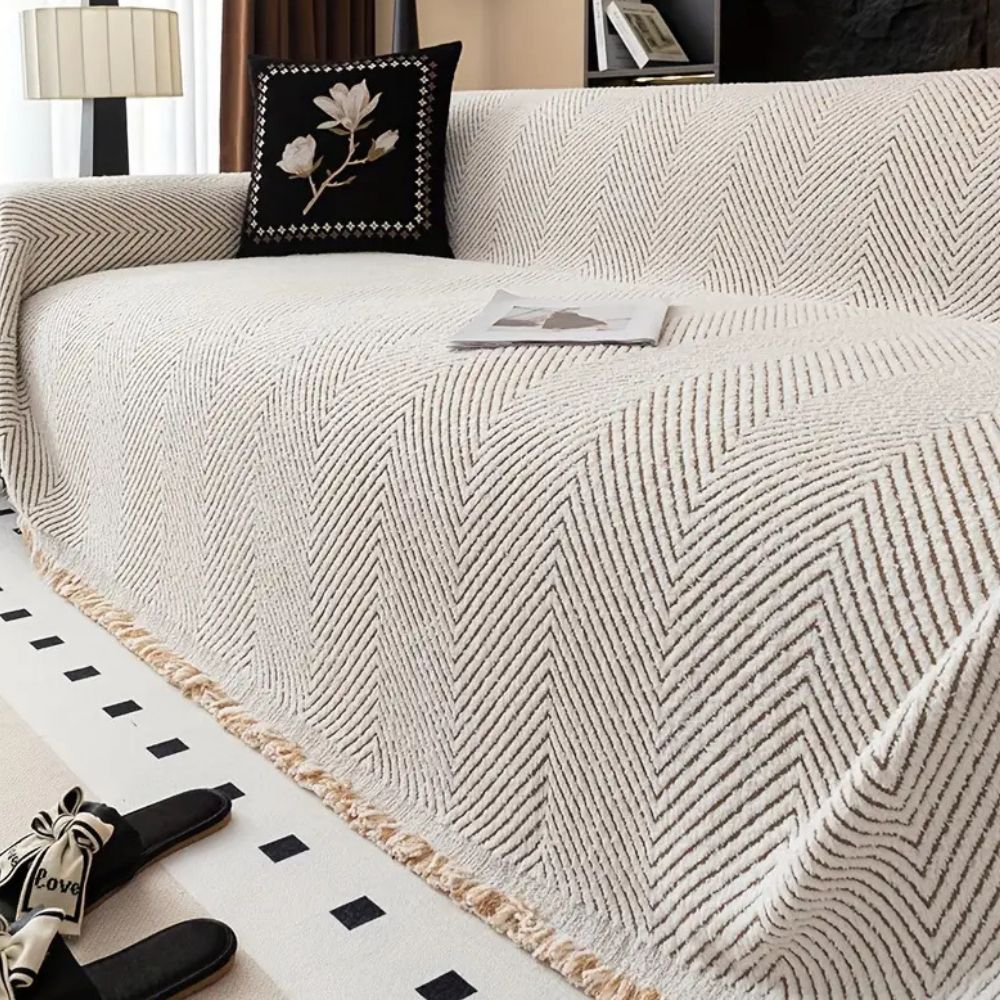 Herringbone Sofa Cover in Premium Microfiber - Stylish Non-Slip Couch Cover for Protection Against Stains and Wear 2