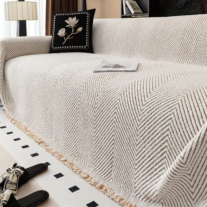 Herringbone Sofa Cover in Premium Microfiber - Stylish Non-Slip Couch Cover for Protection Against Stains and Wear 2