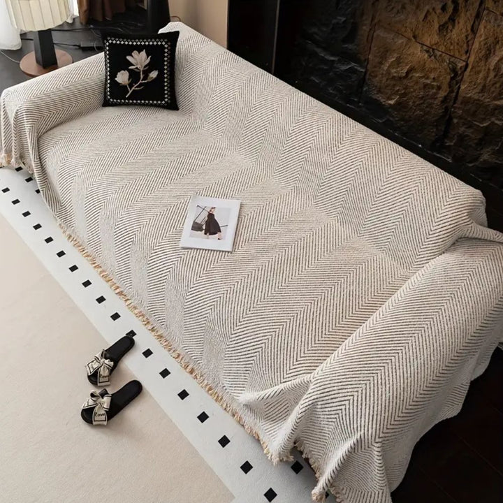 Herringbone Sofa Cover in Premium Microfiber - Stylish Non-Slip Couch Cover for Protection Against Stains and Wear 3