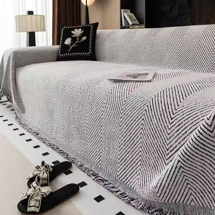 Herringbone Sofa Cover in Premium Microfiber - Stylish Non-Slip Couch Cover for Protection Against Stains and Wear 6