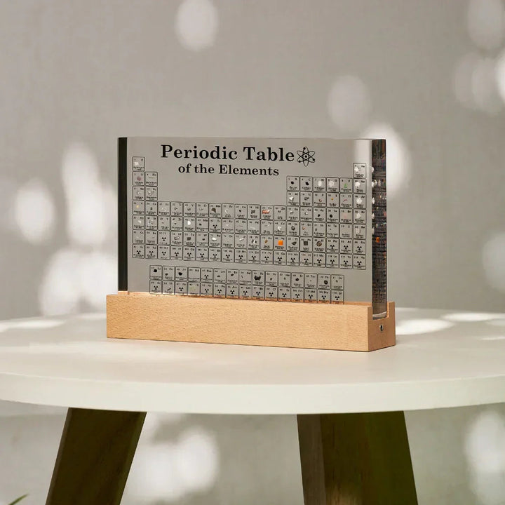 Illuminated Periodic Table of Elements Display with 83 Real Samples in Acrylic – Modern LED Design with Wooden Base 3
