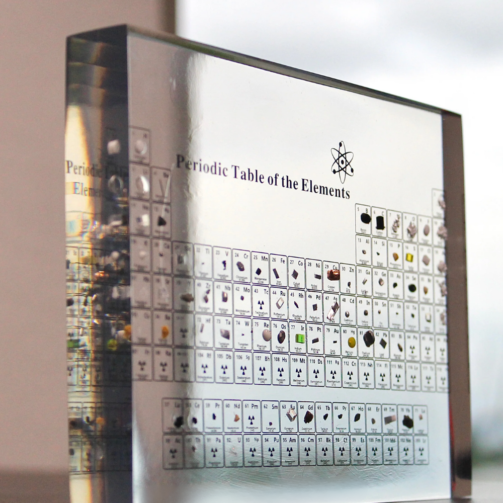 Illuminated Periodic Table of Elements Display with 83 Real Samples in Acrylic – Modern LED Design with Wooden Base 4