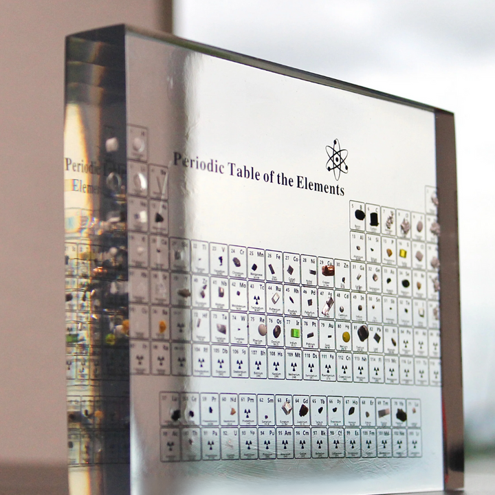 Illuminated Periodic Table of Elements Display with 83 Real Samples in Acrylic – Modern LED Design with Wooden Base 4