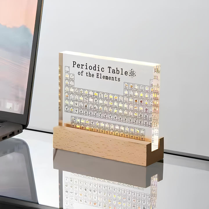 Illuminated Periodic Table of Elements Display with 83 Real Samples in Acrylic – Modern LED Design with Wooden Base 8