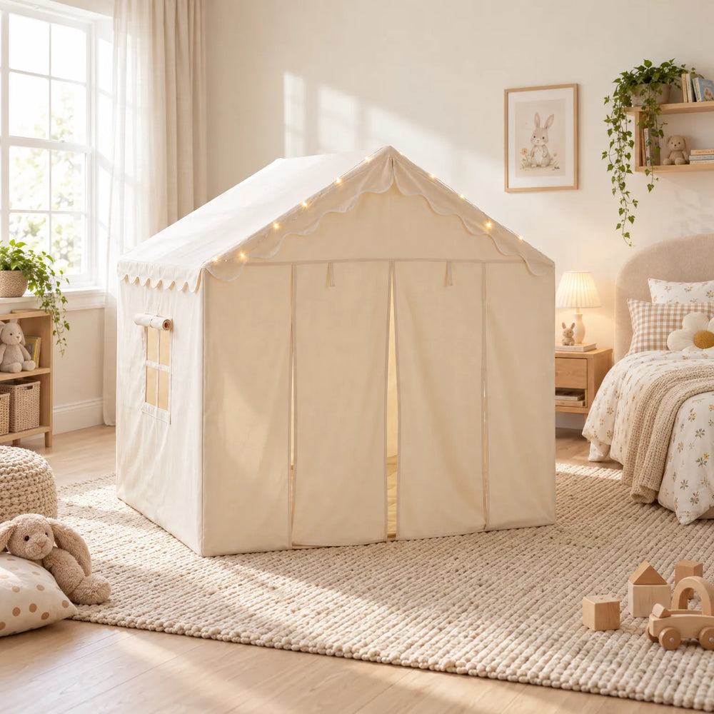 Indoor Kids Play Tent with Star Lights – Cozy Reading Nook, Machine-Washable Fabric, 146 cm Spacious Design 1
