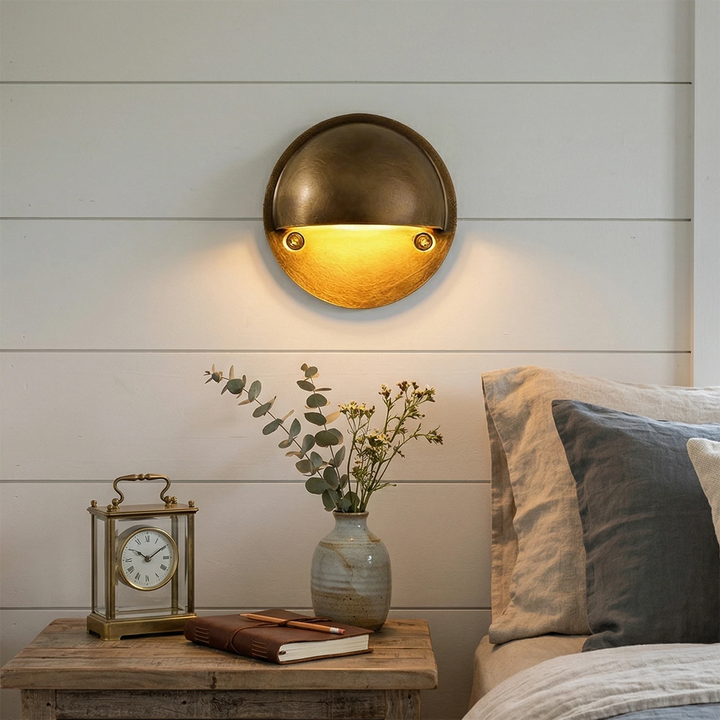 Industrial Arc Wall Sconce with Brushed Brass Finish – Modern LED Wall Light for Living Room and Bedroom 2