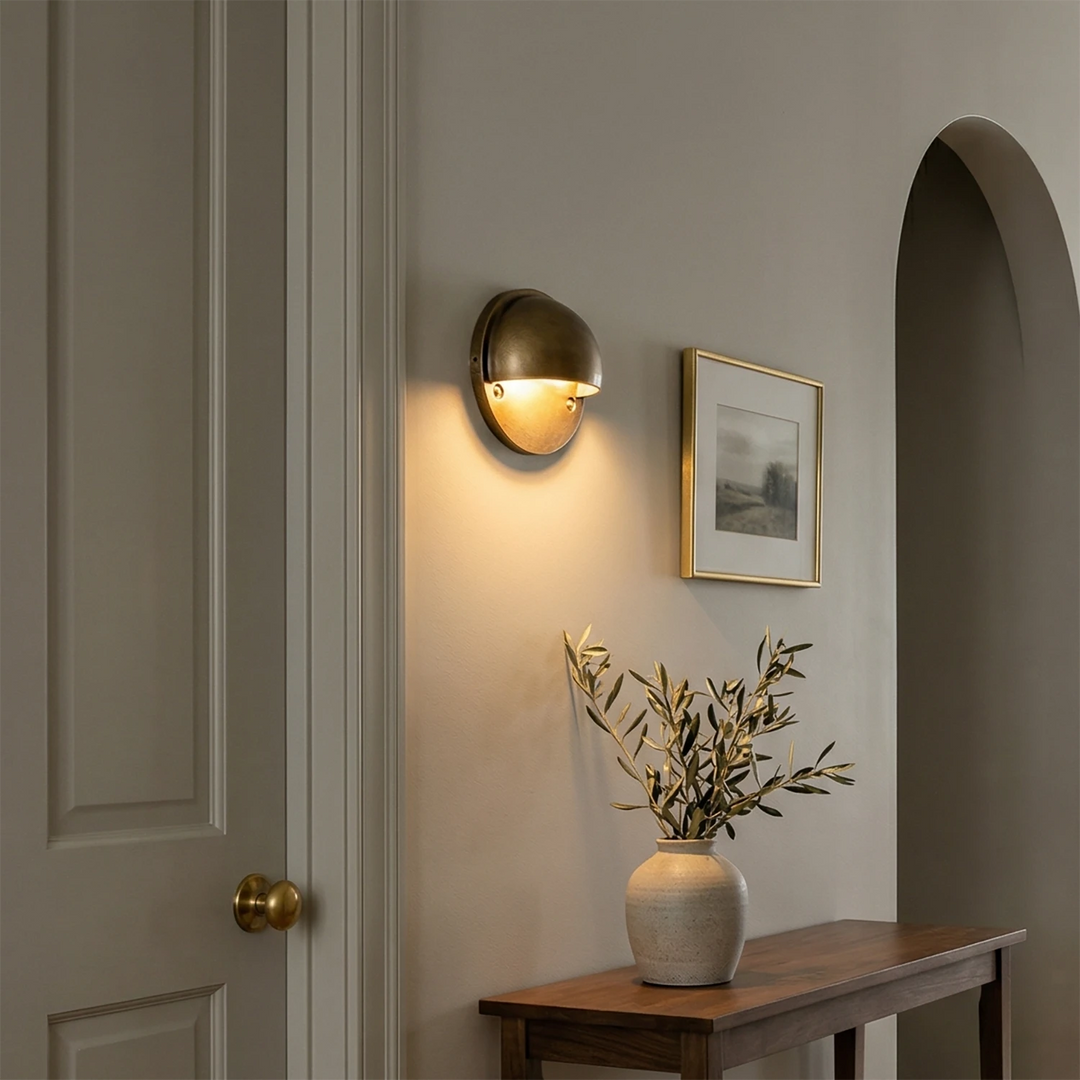 Industrial Arc Wall Sconce with Brushed Brass Finish – Modern LED Wall Light for Living Room and Bedroom 3
