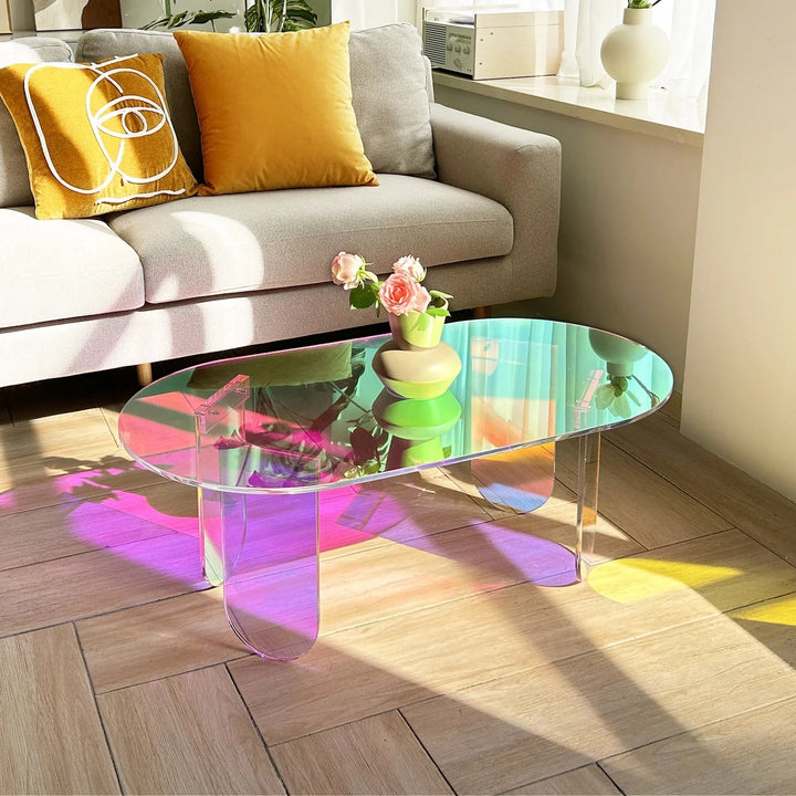 Iridescent Acrylic Side Table – Colorful Light Show for Modern Interiors 0