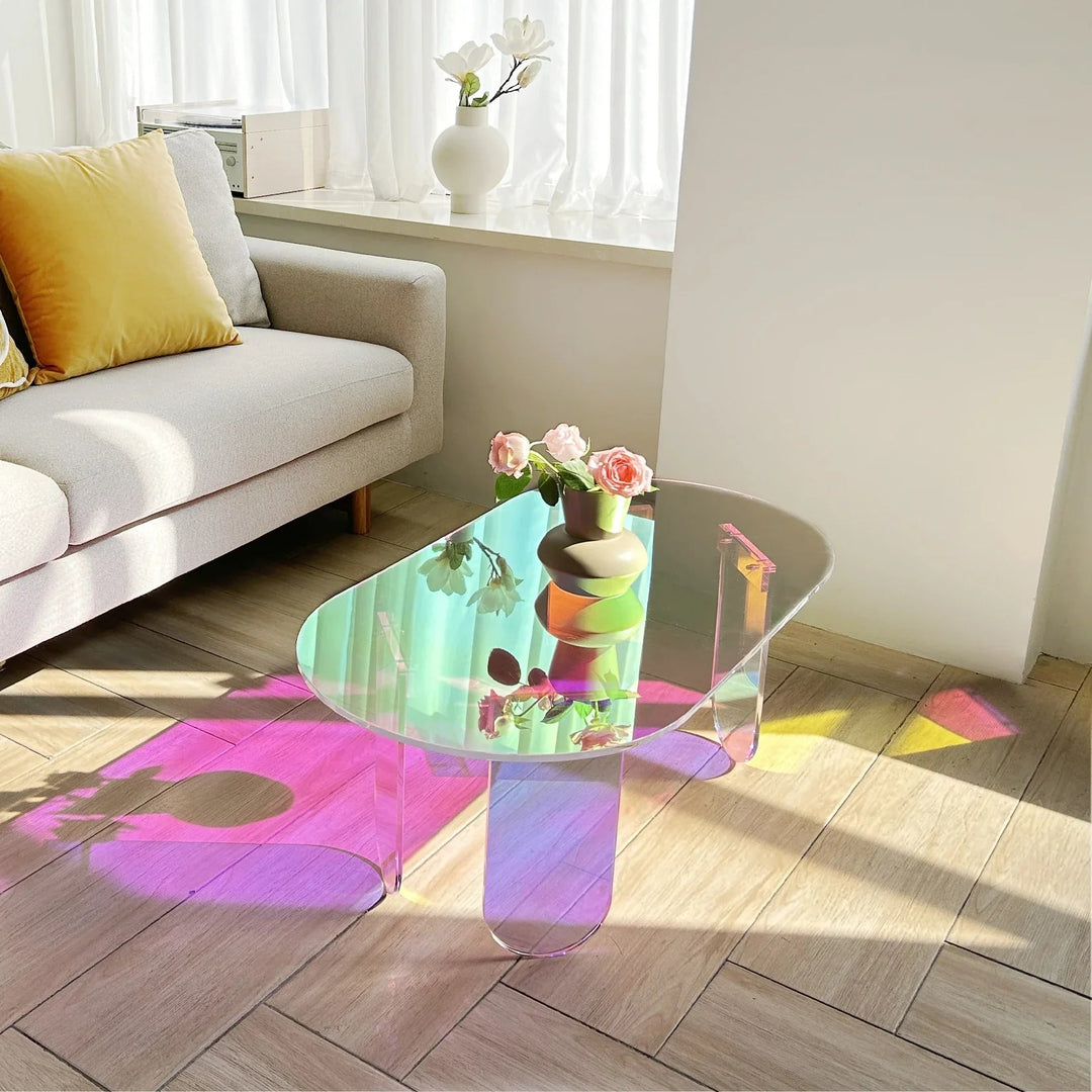 Iridescent Acrylic Side Table – Colorful Light Show for Modern Interiors 1
