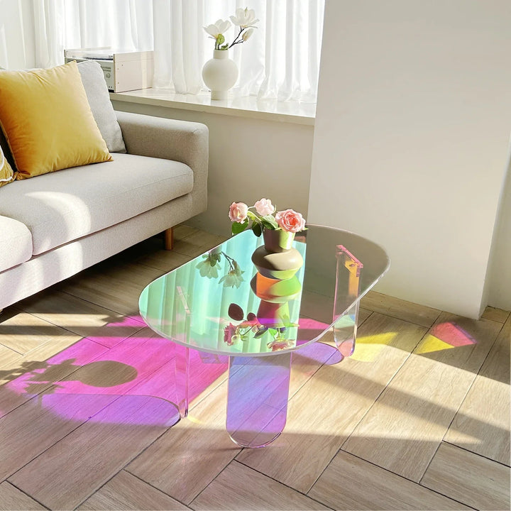 Iridescent Acrylic Side Table – Colorful Light Show for Modern Interiors 1