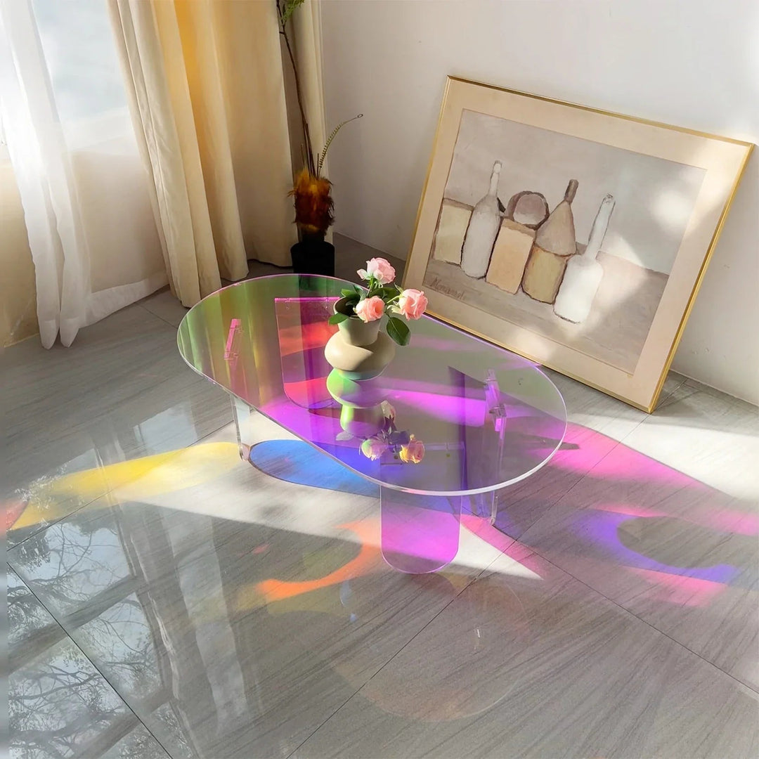 Iridescent Acrylic Side Table – Colorful Light Show for Modern Interiors 2
