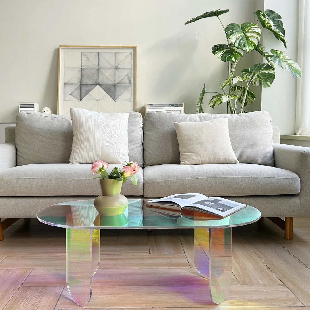 Iridescent Acrylic Side Table – Colorful Light Show for Modern Interiors 3