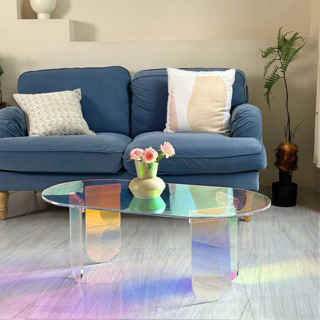 Iridescent Acrylic Side Table – Colorful Light Show for Modern Interiors 4